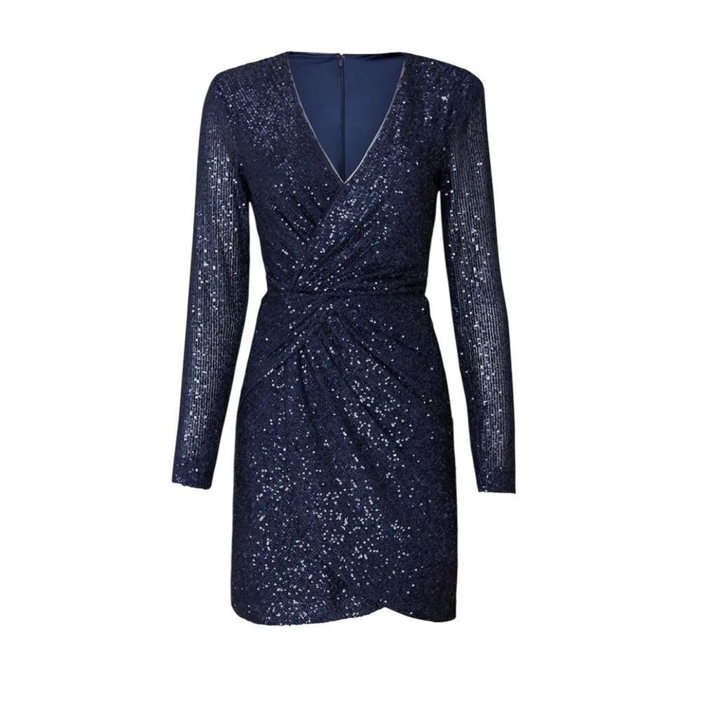 Parker Philippa Midi Dress Navy Sequin Wrap Size‎ 18 MSRP: $388